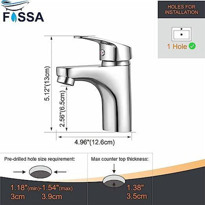 Fossa Taps for Bathroom Sink Chrome Basin Mixer Tap Brass Modern Single Handle Bathroom Faucet FSLF-001